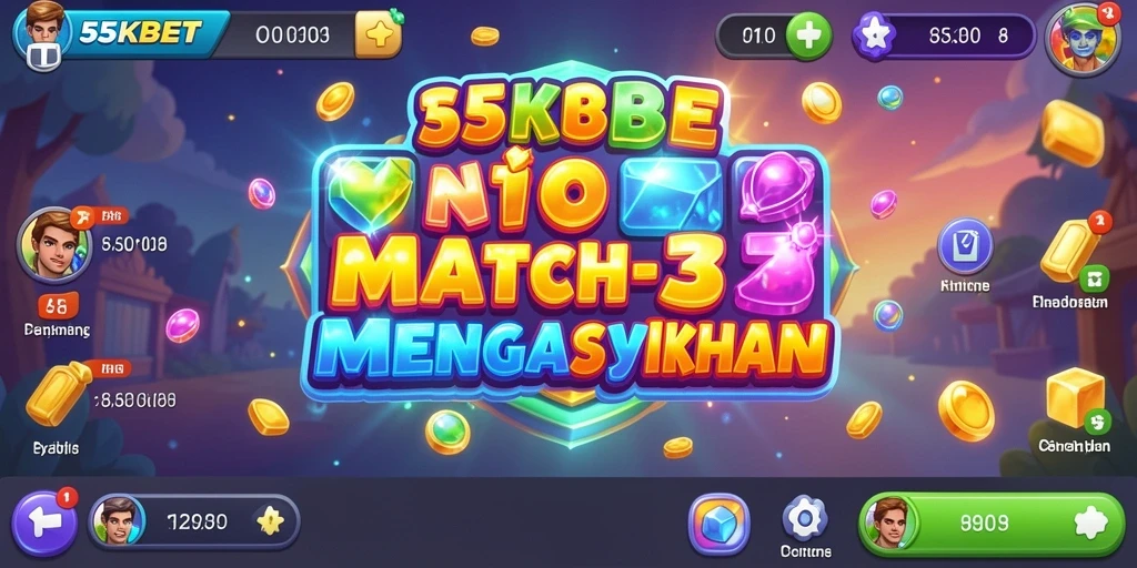 Screenshot gameplay 55KBET menampilkan keseruan permainan Match-3.