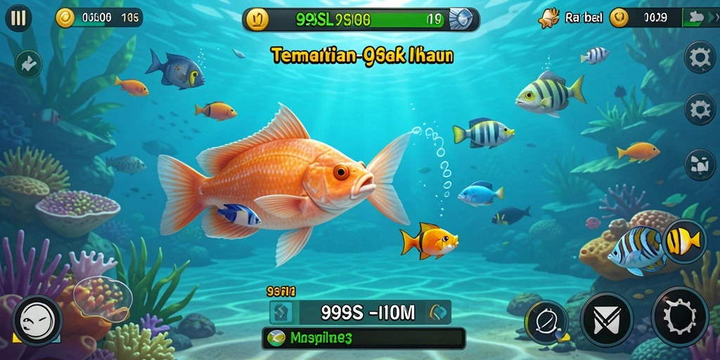 Tangkapan layar gameplay Tembak Ikan dengan efek visual yang memukau.