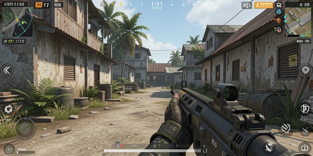 Tampilan gameplay mendebarkan di A7777 saat adu tembak sengit.