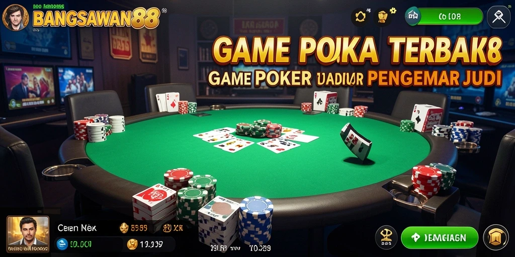 Tampilan gameplay poker yang mendebarkan di BANGSAWAN88.