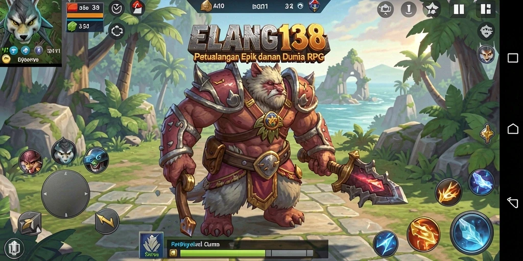 Screenshot utama ELANG138 menampilkan pertarungan epik di dunia RPG.