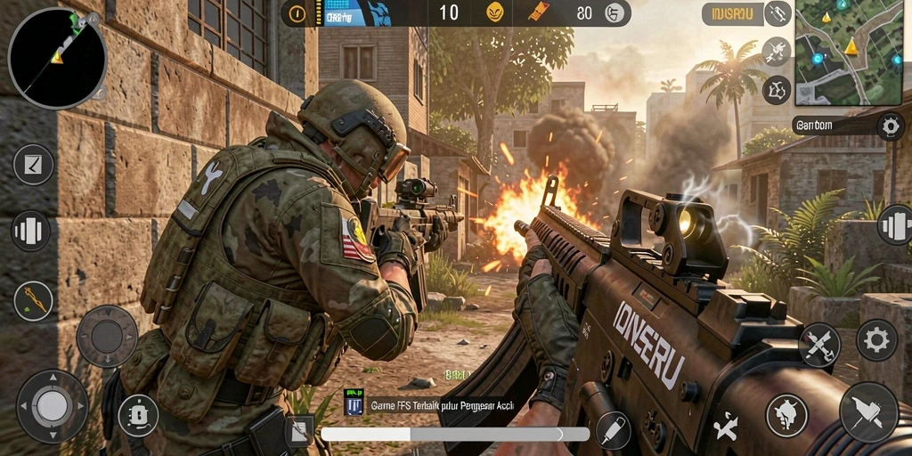 Gameplay IDNSERU yang mendebarkan dengan aksi tembak-menembak.
