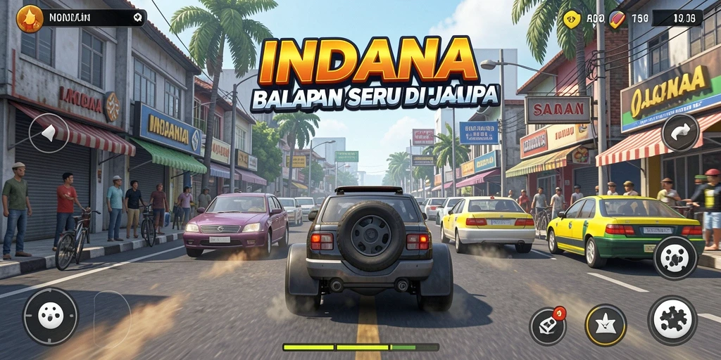 Screenshot gameplay balapan yang mendebarkan dalam INDAAA.