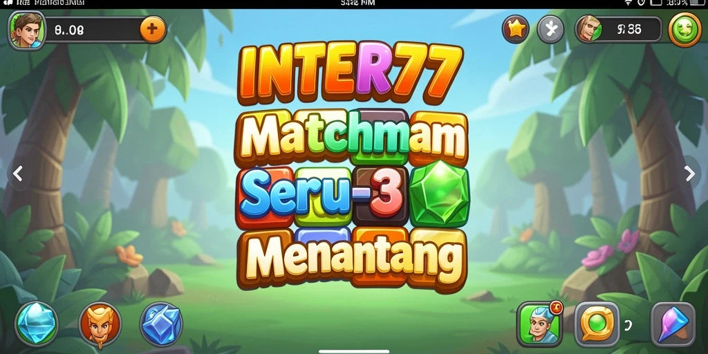 Tampilan gameplay INTER77 yang seru dalam mencocokkan permata warna-warni.