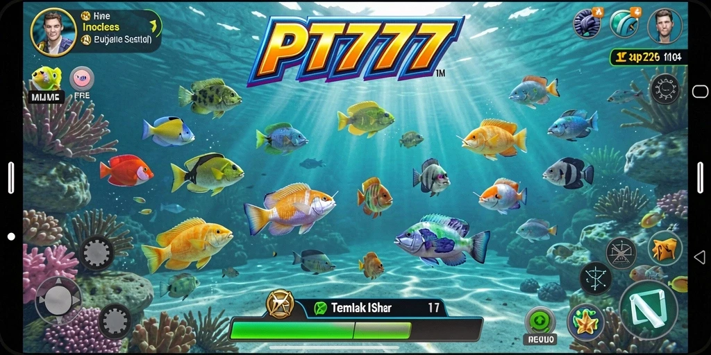 Tampilan menarik dari gameplay Tembak Ikan PT777 dengan efek visual yang memukau.