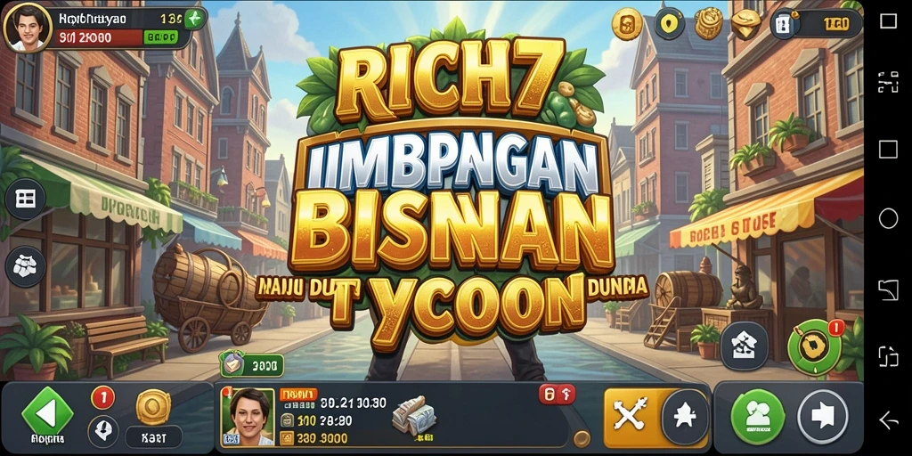 Screenshot RICH7 menampilkan gameplay mendalam dalam membangun bisnis.