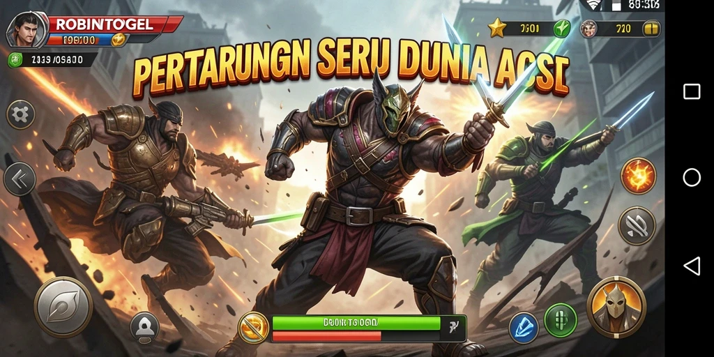 Tangkapan layar menunjukkan aksi cepat dan grafik memukau di ROBINTOGEL.