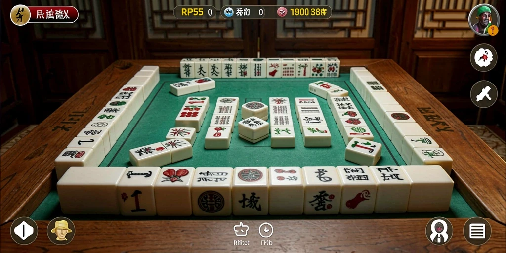Screenshot utama RP55 menampilkan gameplay Mahjong yang seru dan menantang.